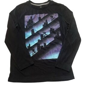 Old Navy Long Sleeve Graphic T-Shirt - Boys Size Large - Black